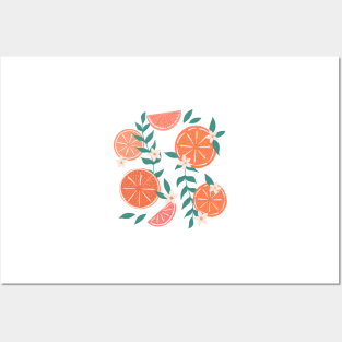 Floral Citrus in Pink Posters and Art